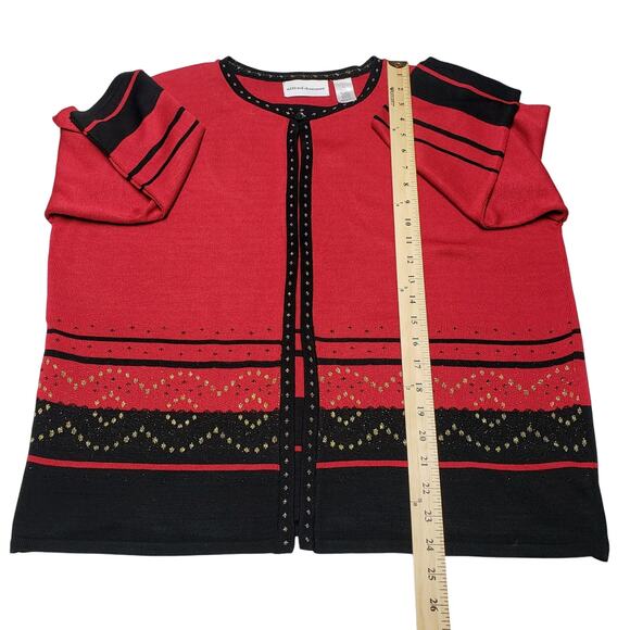 Vintage Alfred Dunner Red Metallic Two-in-One Sweater Top L USA Geometric Print - Picture 10 of 12